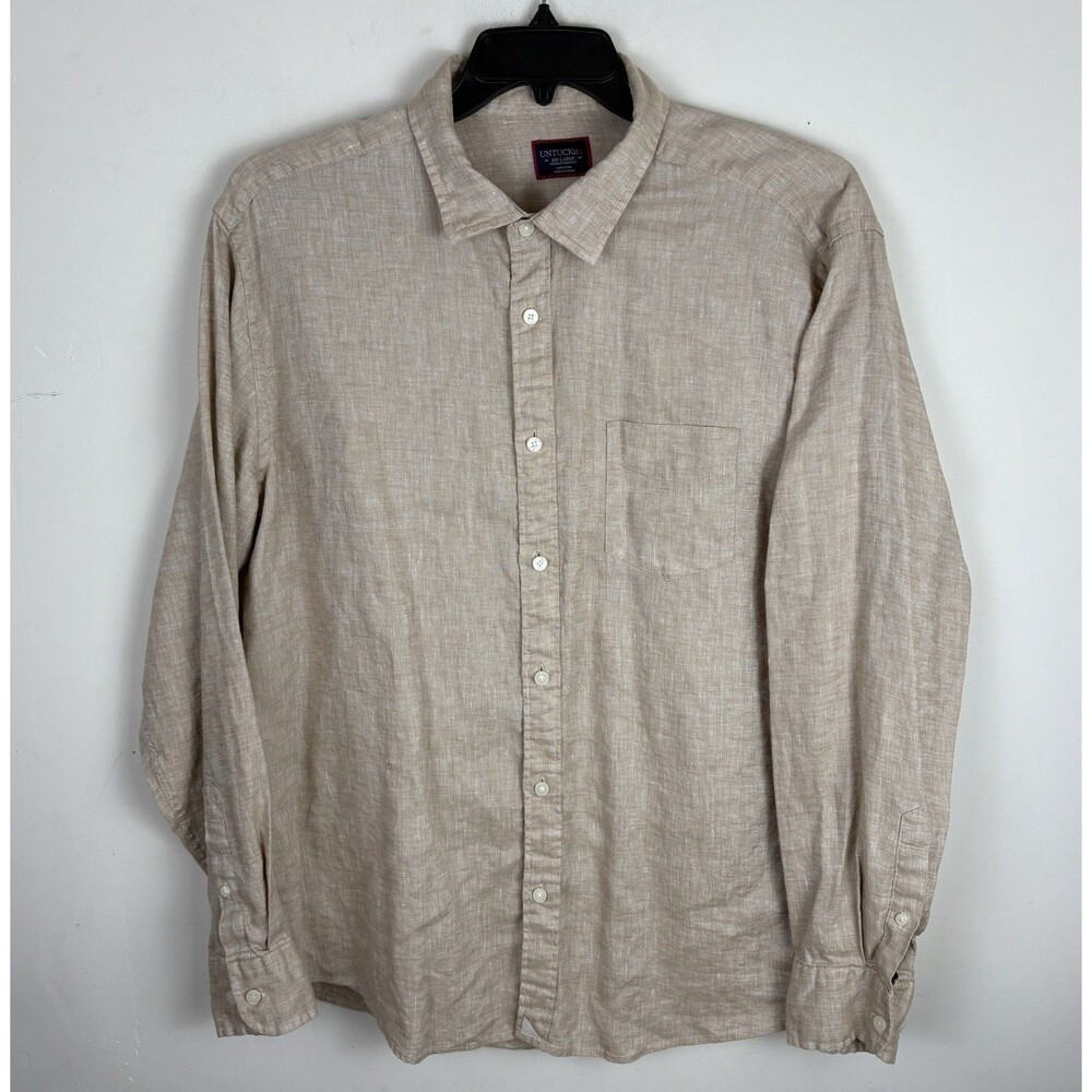 Men’s UNTUCKit Button Down Shirt / Beige / Long Sleeve / Size XXL